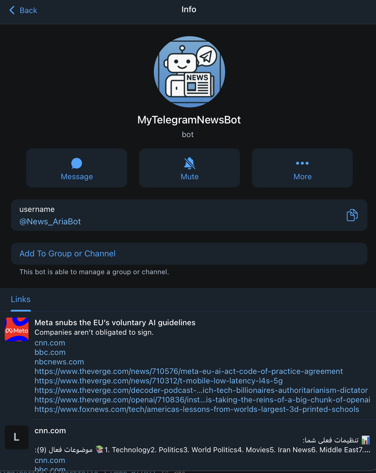 NewsReaderBot – Personalized News Telegram Bot